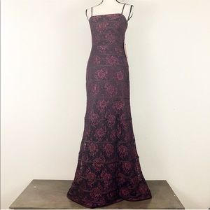 JS Collections Tiered Lace Full Length Gown